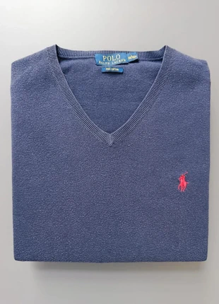Pull/sweat col V Ralph Lauren bleu marine logo brodé rouge Taille L, marke: Ralph Lauren, zustand: Sehr gut, größe: L, 35,00 €, 37,45 € inklusive Vinted-Käuferschutz