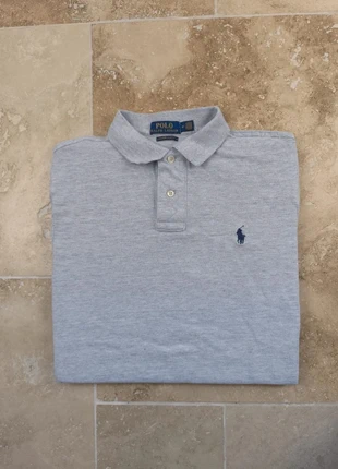 Polo Ralph Lauren - Homme M custom slim fit - Gris clair chiné logo marine - Coton piqué comme neuf, marque: Ralph Lauren, état: Neuf sans étiquette, taille: M, 39,00 €, 41,65 € Protection acheteurs (Pro) incluse
