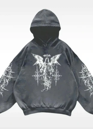 Pull sweat gris avec dessin style gotique, marque: Aesthetic, état: Neuf sans étiquette, taille: S, 35,00 €, 37,45 € Protection acheteurs incluse