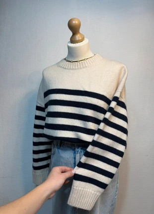 Sweat pull hiver col rond en coton COS beige rayé noir taille M femme, marque: COS, état: Très bon état, taille: M / 38 / 10, 45,00 €, 47,95 € Protection acheteurs incluse