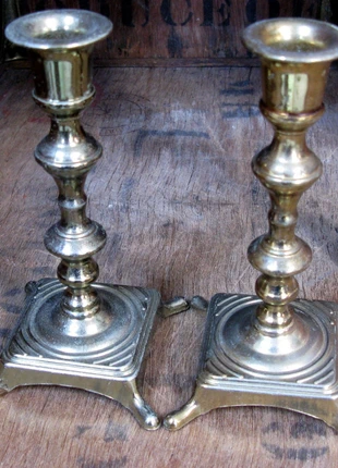Pair of Brass Candlesticks with Square Bases - Mid Century - Candleholders, brand: Vintage, condition: Very good, £25.00, £26.95 includes Buyer Protection Pro
