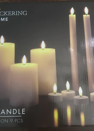 9 delige led kaars set met afstandsbediening, brand: flickering flame, condizioni: Nuovo senza cartellino, €12.95, €14.30 include la Protezione acquisti