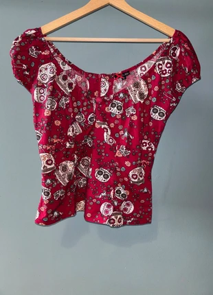 Hell bunny Top manches courtes cranes rouge bordeau blanc M - 388, brand: Hell Bunny, condition: Very good, size: M / 38 / 10, €19.00, €20.65 includes Buyer Protection