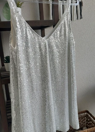 Robe argentée à sequins, état: Très bon état, taille: XL / 42 / 14, 3,50 €, 4,38 € Protection acheteurs incluse