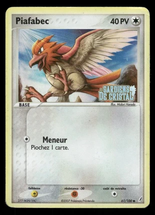 Carte Pokemon Reverse Piafabec 61/100 EX Gardiens de Cristal Fr/Français EX, marca: Pokémon, estado: Satisfatório, €7.00, €8.05 inclui Proteção do Comprador Pro