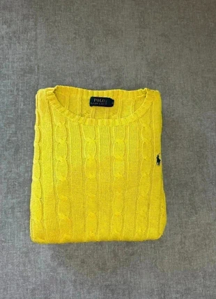 Pull Ralph Lauren torsadée | Taille M femme | jaune logo noir, marke: Ralph Lauren, zustand: Sehr gut, größe: M / 38 / 10, 55,00 €, 58,45 € beinhaltet Vinted-Käuferschutz Pro