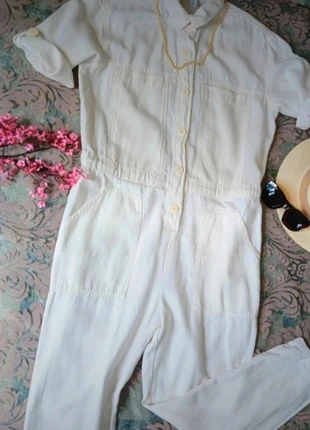 Zara combinaison crème coton lin lyocell bohème, brand: Zara, condition: Very good, size: S / 36 / 8, €15.00, €16.45 includes Buyer Protection Pro