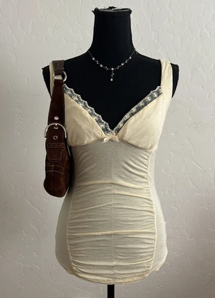 Cream Y2K lace top, brand: NO LABEL, condition: Good, size: S / US 4-6, $15.00, $16.45 includes Buyer Protection