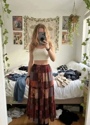 jupe longue patchwork bohème aux couleurs d'automne #096, marque: Roulotte Bohème, état: Très bon état, taille: M / 38 / 10, 46,99 €, 50,04 € Protection acheteurs incluse