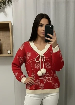 Magnifique Pull Rouge Noël à Flocons de Neige, brand: Coton, condizioni: Ottime, taglia: M / IT 42 / EU 38, €43.56, €46.44 include la Protezione acquisti Pro