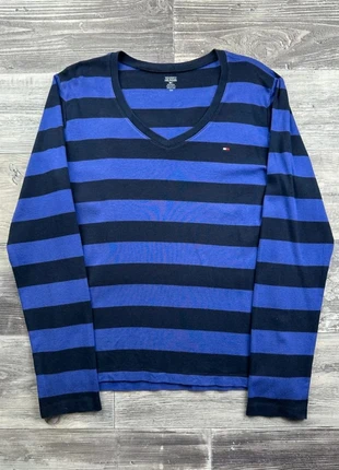 Pull col V rayé Tommy Hilfiger Bleu Marine et Violet taille L, marca: Tommy Hilfiger, estado: Muy bueno, tamaño: L / 40 / 12, 10,00 €, 11,20 € Protección al comprador incluida
