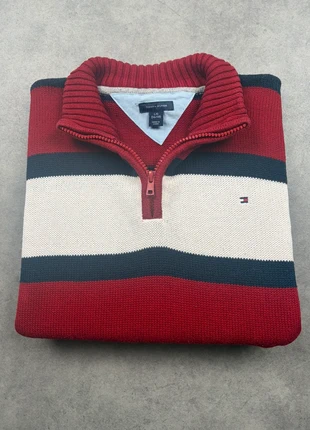 Pull half zip 1/4 zip Tommy Hilfiger Vintage rouge rayé col camionneur logo brodé - Taille S, marque: Tommy Hilfiger, état: Bon état, taille: S, 20,00 €, 21,70 € Protection acheteurs incluse