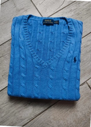 Pull col V torsadé tressé femme Ralph Lauren taille M bleu, marca: Ralph Lauren, estado: Muito bom, tamanho: M / 38 / 10, €44.00, €46.90 inclui Proteção do Comprador Pro