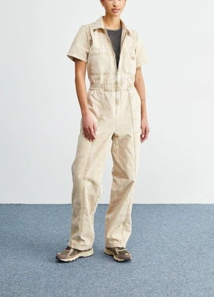Combinaison Dickies beige en denim épais – workwear vintage à manches courtes, logo brodé, brand: Dickies, condition: Very good, size: S / 36 / 8, €42.50, €45.33 includes Buyer Protection
