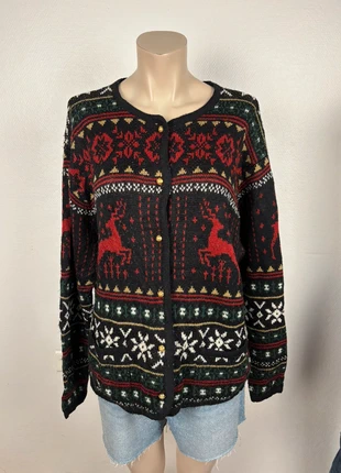Vintage Christmas Reindeer Cardigan XL – Cozy Festive Knit, marke: Noël, zustand: Sehr gut, größe: XL / 42 / 14, 19,90 €, 21,60 € inklusive Vinted-Käuferschutz