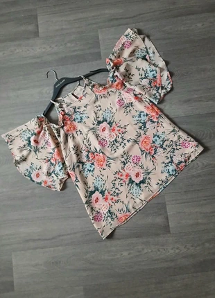 Peacocks Beige Floral Cold Shoulder Blouse, Size 16 boho chic romantic, brand: Peacocks, condition: Very good, size: L / UK 16-18, £2.00, £2.80 includes Buyer Protection