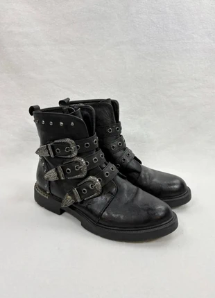Bottines Vintage noires à boucles métal style biker Y2K – pointure 38 femme, brand: Vintage Dressing, condition: Very good, size: 38, €34.90, €37.35 includes Buyer Protection Pro