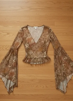 Haut cache-cœur marron motifs paisley Taille M – bohème, romantique, vintage, chic, brand: velvet atelier, condition: Very good, size: M / 38 / 10, €47.44, €50.51 includes Buyer Protection