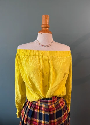 💛 Blouse jaune fluide épaules dénudées, brand: Bel-Air, condition: New without tags, size: S / 36 / 8, €8.00, €9.10 includes Buyer Protection