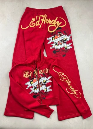 Ed Hardy T.S Rouge Streetwear Y2K – Hoodie Cropped Zippé Broken Hearts, brand: Ed Hardy, condition: Very good, size: S / 36 / 8, €62.90, €66.75 includes Buyer Protection