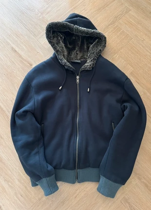 Navy Zip-Up Hoodie with Faux Fur Lining – Super Warm, brand: Vintage Dressing, condizioni: Ottime, taglia: M, €50.00, €53.20 include la Protezione acquisti