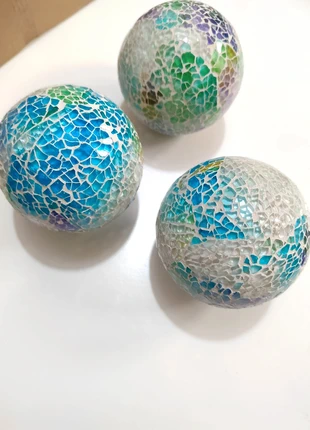 3 Pack Decorative Glass Mosaic Balls – 8.5cm Earth Tone Orbs, brand: Mirror balls, condition: Very good, £7.99, £9.09 includes Buyer Protection