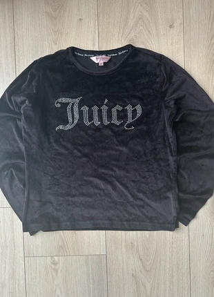 Juicy Couture Velour Long Sleeve Top – Rhinestone Logo – Black | Size M, marca: Juicy Couture, estado: Muito bom, tamanho: M / 38 / 10, €21.00, €22.75 inclui Proteção do Comprador