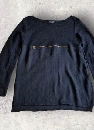 Blouse Zara à manches longues noire bi-matière taille S, marque: Zara, état: Très bon état, taille: S / 36 / 8, 3,00 €, 3,85 € Protection acheteurs incluse