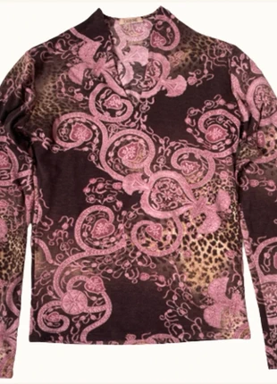 Haut à manches longues motifs marrons et roses, marque: Carbone, état: Très bon état, taille: M / 38 / 10, 6,00 €, 7,00 € Protection acheteurs incluse