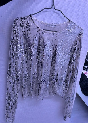 Haut gris à paillettes Stradivarius, marke: Stradivarius, zustand: Neu, größe: M / 38 / 10, 12,00 €, 13,30 € inklusive Vinted-Käuferschutz