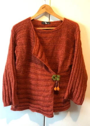 Beau gilet tricoté portefeuille avec fleur orange brûlé, marque: Côte anglaise, état: Très bon état, taille: XL / 42 / 14, 6,00 €, 7,00 € Protection acheteurs incluse