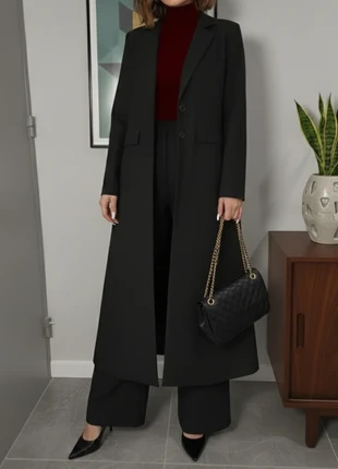 Tailleur Long Classique – Blazer Maxi & Pantalon Droit – Noir (Taille M), marque: LOOK, état: Bon état, taille: M / 38 / 10, 44,00 €, 46,90 € Protection acheteurs incluse