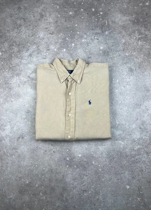 Chemise Manches Longues Polo Ralph Lauren Taille M Homme Beige Logo Brodé Bleu Marine 100% Lin #V?5, merk: Ralph Lauren, staat: Heel goed, maat: M, € 50,00, € 53,20 inclusief Kopersbescherming Pro
