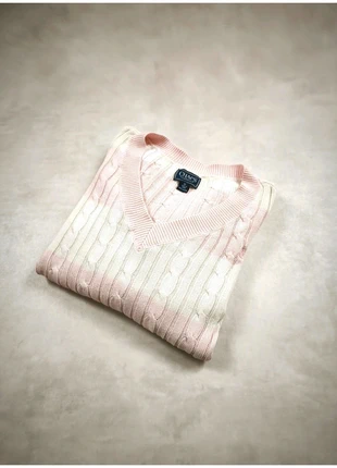 Chaps – Pull rose pâle et blanc femme taille M – rayé torsadé, brand: CHAPS, condition: Very good, size: M / 38 / 10, €10.00, €11.20 includes Buyer Protection Pro