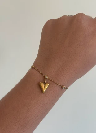 Gold-Tone Stainless Steel Heart Drop Bracelet | Dainty & Elegant, condition: New without tags, £7.00, £8.05 includes Buyer Protection Pro