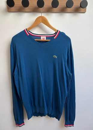 Pull/Sweat col en V Lacoste bleu blanc rouge liseré tricolore taille L, marque: Lacoste, état: Très bon état, taille: L, 47,50 €, 50,58 € Protection acheteurs incluse