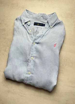 Chemise en lin linen bleu clair homme M Ralph Lauren homme taille M M344, marca: Ralph Lauren, estado: Muito bom, tamanho: M, €55.00, €58.45 inclui Proteção do Comprador