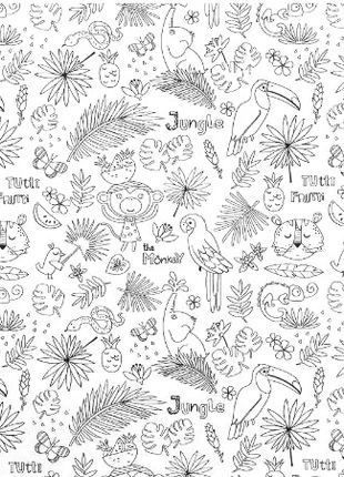 Tissu à colorier jungle 50x75 cm, marque: Domotex, état: Neuf avec étiquette, 3,50 €, 4,38 € Protection acheteurs (Pro) incluse