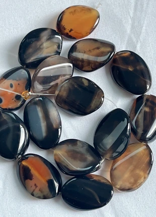 Agate naturel – perles ovales polies (37 cm), marque: CM, état: Neuf sans étiquette, 8,00 €, 9,10 € Protection acheteurs incluse