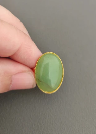 Bague ovale acier inoxydable doré pierre naturelle aventurine verte, brand: Pierre naturelle, condizioni: Ottime, taglia: Regolabile, €8.50, €9.63 include la Protezione acquisti Pro