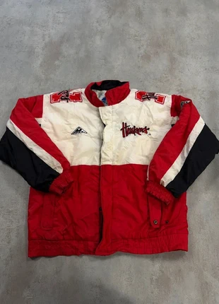 apex one hawkeyes jacket – vintage 90s – red/white/black, merk: Rare, staat: Heel goed, maat: M, € 30,00, € 32,20 inclusief Kopersbescherming