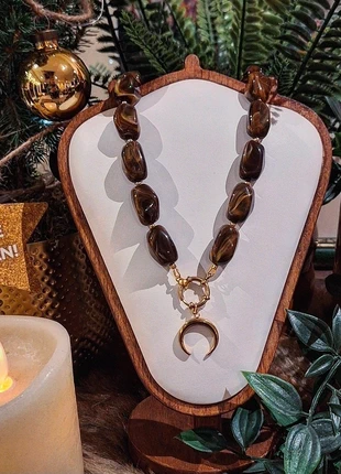 🍂 Prachtige bruine chunky kralenketting, merk: Handgemaakt, staat: Nieuw zonder prijskaartje, € 26,00, € 28,00 inclusief Kopersbescherming