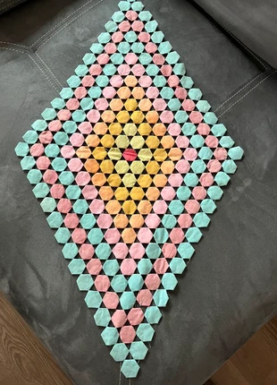 Napperon vintage seventies losange 72 x 41 cm multicolore patchwork tissus coton fait main, marque: Fait Main, état: Très bon état, 5,00 €, 5,95 € Protection acheteurs incluse