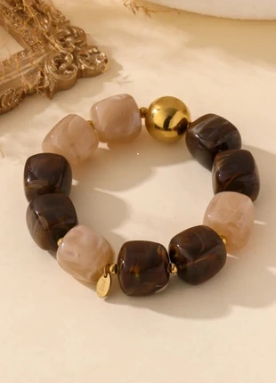 Bracelet avec des perles marrons et beiges, marca: justnathalie, estado: Nuevo sin etiquetas, 13,90 €, 15,30 € Protección al comprador incluida
