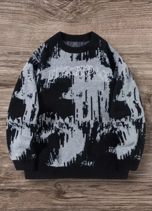 Pull Vintage Noir Gris Style Pixelisés Taille L - Grunge 90s Y2K Knit Streetwear Retro Oversize, marque: y2k, état: Très bon état, taille: L, 58,99 €, 62,64 € Protection acheteurs (Pro) incluse