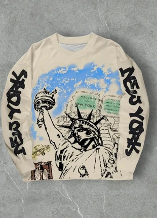 NYC Streetwear Longsleeve M – Statue of Liberty Graphic | Beige | Neu, marque: Streetwear Longsleeve, état: Neuf sans étiquette, taille: M, 18,99 €, 20,64 € Protection acheteurs incluse