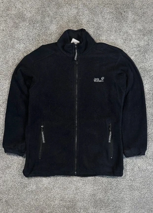 Zwarte Jack Wolfskin outdoor fleece jas met volledige rits en verstelbaar koord – maat L, merk: Jack Wolfskin, staat: Heel goed, maat: L / 40 / 12, € 21,50, € 23,28 inclusief Kopersbescherming