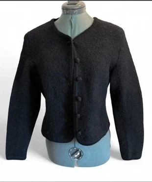 Black Textured 100% Wool Cropped Jacket Cardigan – Vintage Fitted – Size 6 / EU 36, marque: Lands' End, état: Très bon état, taille: S / 36 / 8, 52,00 €, 55,30 € Protection acheteurs incluse