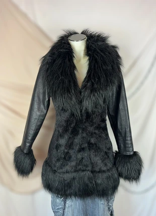 Veste mi longue en similicuir et fausse fourrure, marque: Vintage, état: Très bon état, taille: S / 36 / 8, 50,00 €, 53,20 € Protection acheteurs incluse