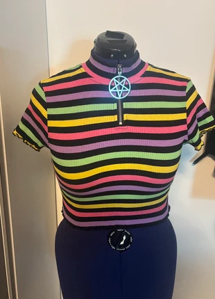 Gekleurd crop top, merk: Killstar, staat: Nieuw zonder prijskaartje, maat: L / 40 / 12, € 20,00, € 21,70 inclusief Kopersbescherming